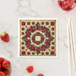 Patchwork Poinsettia Krans Decoupage Servetten