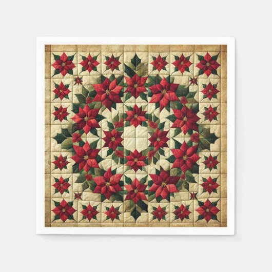Patchwork Poinsettia Krans Decoupage Servetten (Voorkant)