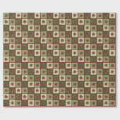 Patchwork Poinsettias T-shirt Cadeaupapier (Vlak)