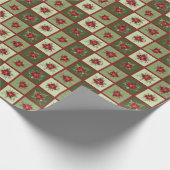 Patchwork Poinsettias T-shirt Cadeaupapier (Hoek)