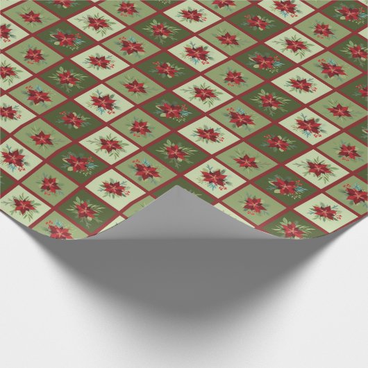 Patchwork Poinsettias T-shirt Cadeaupapier (Hoek)