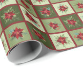 Patchwork Poinsettias T-shirt Cadeaupapier (Rol Hoek)