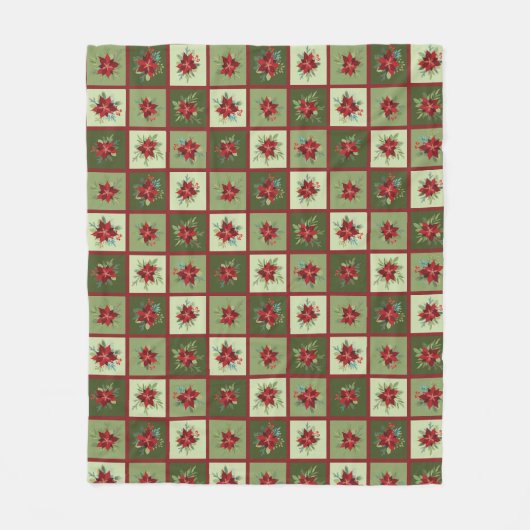 Patchwork Poinsettias T-shirt Fleece Deken (Voorkant)
