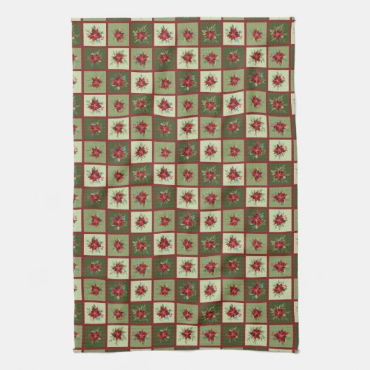 Patchwork Poinsettias T-shirt Theedoek (Verticaal)
