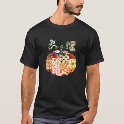 Patchwork Pompoen Halloween Dekbed Herfst Sfeer T-shirt (Voorkant)