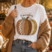 Patchwork Pompoen Herfst Grafisch Cozy Oogst T-shirt