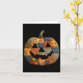 Patchwork Pompoen Quilted Halloween Herfst A Kaart (Gele Bloem)