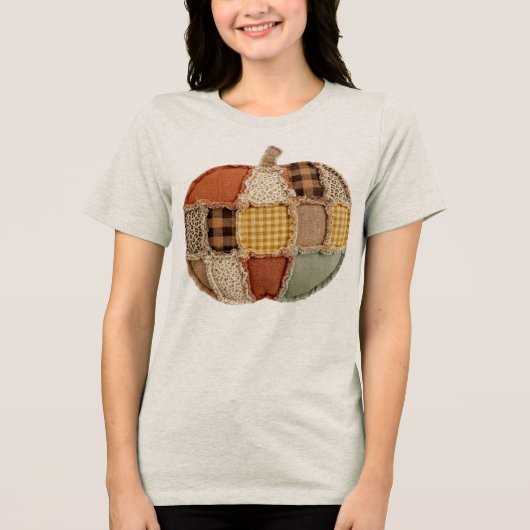 Patchwork Pompoen Tri-Blend Shirt (Voorkant)