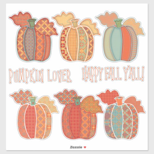Patchwork Pompoenen Happy Herfst Y'all Sticker (Vel)