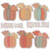 Patchwork Pompoenen Happy Herfst Y'all Sticker (Voorkant)