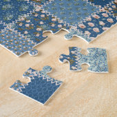 patchwork Print Dusty Blues Jigzaag Puzzle Legpuzzel (Zijkant)
