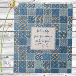  patchwork Print Dusty Blues Jigzaag Puzzle Legpuzzel