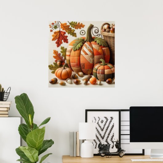 Patchwork Pumpkin Poster (Thuiskantoor)