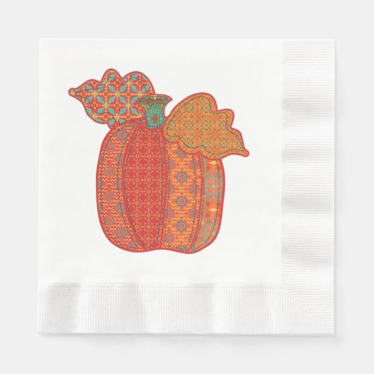 Patchwork Pumpkin Thanksgiving Luncheon Napkin Servetten (Voorkant)