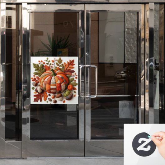 Patchwork Pumpkin Window Cling Raamsticker (Kantoordeur)