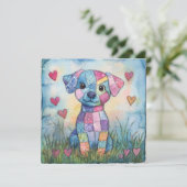 Patchwork Puppy Valentijn Feestdagenkaart (Staand voorkant)