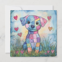 Patchwork Puppy Valentijn Feestdagenkaart