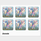 Patchwork Puppy Valentijn Vierkante Sticker (Vel)