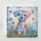 Patchwork Puppyliefde Feestdagenkaart (Voorkant)