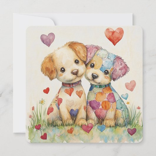 Patchwork Pups Valentijn Feestdagenkaart (Voorkant)
