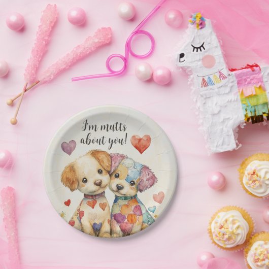 Patchwork Pups Valentijn Papieren Bordje (Feest)
