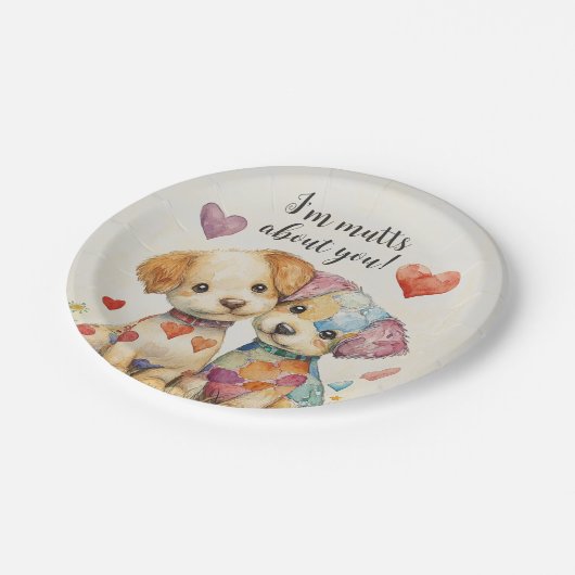 Patchwork Pups Valentijn Papieren Bordje (Gekanteld)