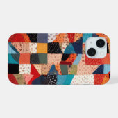 Patchwork Quilt Abstract Patroon iPhone 15 Case (Achterkant horizontaal)
