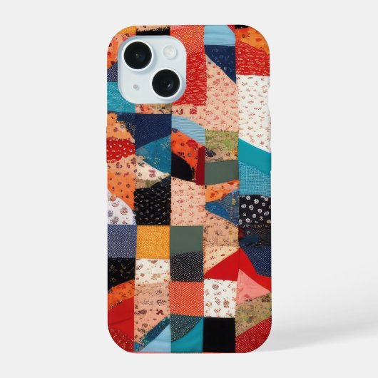 Patchwork Quilt Abstract Patroon iPhone 15 Case (Achterkant)