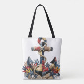 Patchwork Quilt Anchor Tote Bag (Achterkant)