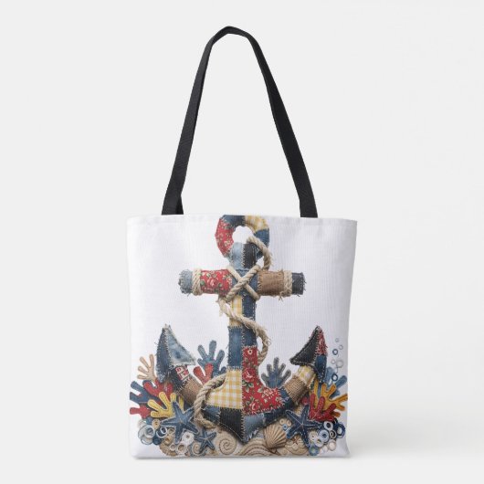 Patchwork Quilt Anker Tote Bag (Achterkant)