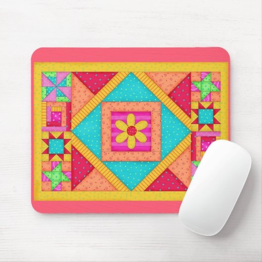 Patchwork Quilt Art Mousepad Muismat (Met muis)