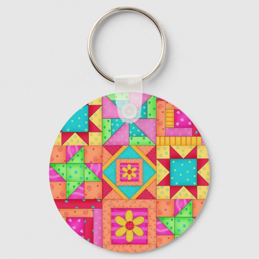 Patchwork Quilt Art Sleutelhanger (Voorkant)