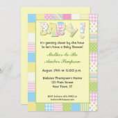 Patchwork Quilt Baby shower Invitation Kaart (Voorkant / Achterkant)