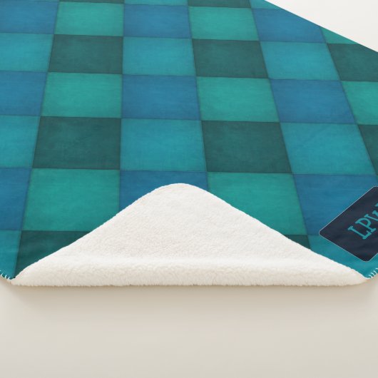 Patchwork Quilt - Blauwgroen / Turquoise - eigen i Sherpa Deken (3/4)