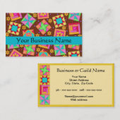 Patchwork Quilt Block Art Brown Visitekaartje (Voorkant / Achterkant)