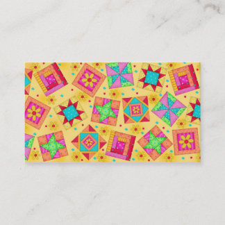 Patchwork Quilt Block Art Yellow Custom Visitekaartje