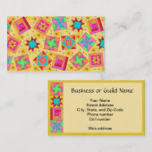 Patchwork Quilt Block Art Yellow Custom Visitekaartje (Voorkant / Achterkant)