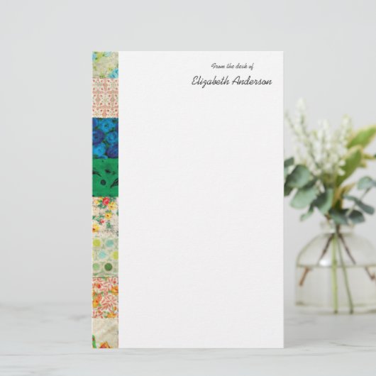 patchwork Quilt Border Stationery Briefpapier (Staand voorkant)