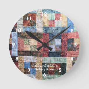 patchwork Quilt Clock Ronde Klok