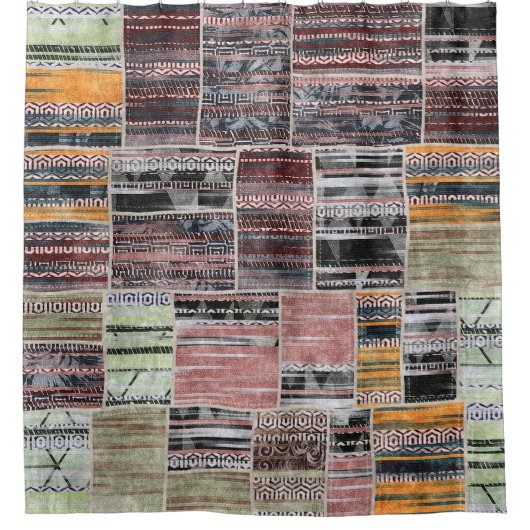 Patchwork Quilt Collage Naadloze Print. Douchegordijn (Voorkant)