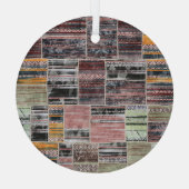 Patchwork Quilt Collage Naadloze Print. Glas Ornament (Achterkant)