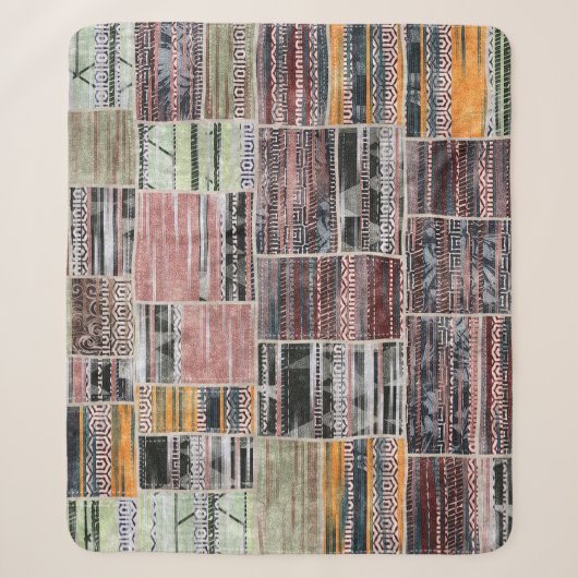 Patchwork Quilt Collage Naadloze Print. Sherpa Deken (Voorkant)