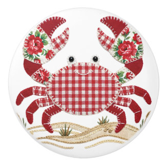 Patchwork Quilt Crab Keramische Knop