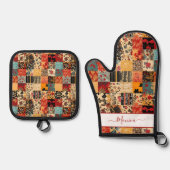 Patchwork Quilt-effect Ovenwant & Pannenlap Set (Voorkant)