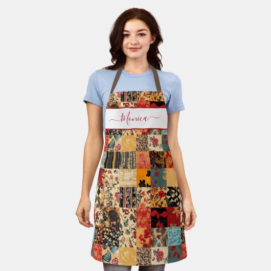 Patchwork Quilt-effect Schort (Gedragen)