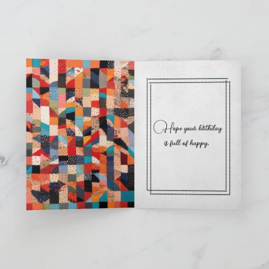 Patchwork Quilt en Naald Verjaardag Kaart (Binnen)