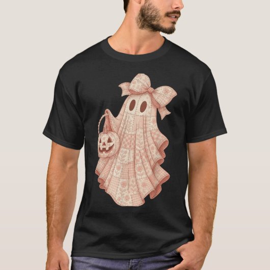 Patchwork Quilt Flower NK Ghost Coquette Halloween T-shirt (Voorkant)