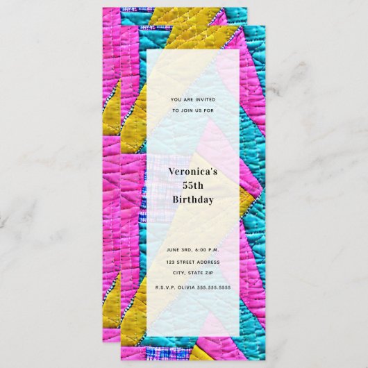 Patchwork Quilt Geïnspireerd Algemeen Feest voor A Kaart (Voorkant / Achterkant)