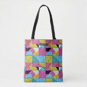 Patchwork Quilt Geïnspireerd Boho Trompe L'oeil Tote Bag (Voorkant)
