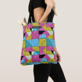 Patchwork Quilt Geïnspireerd Boho Trompe L'oeil Tote Bag (Dichtbij)